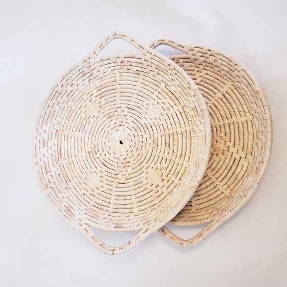 Set of Natural Wicker Woven Baskets w/ Handles - Picture 1 of 6